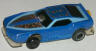 Tyco slotless Funny Mustang, blue with silver #8.